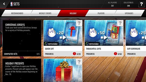 nba live mobile christmas events content